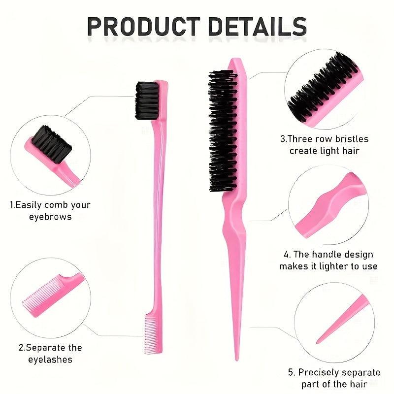 5Pcs Detangling Brush Set Cushion Nylon Bristle Shampoo Brush Dual Edge Brush