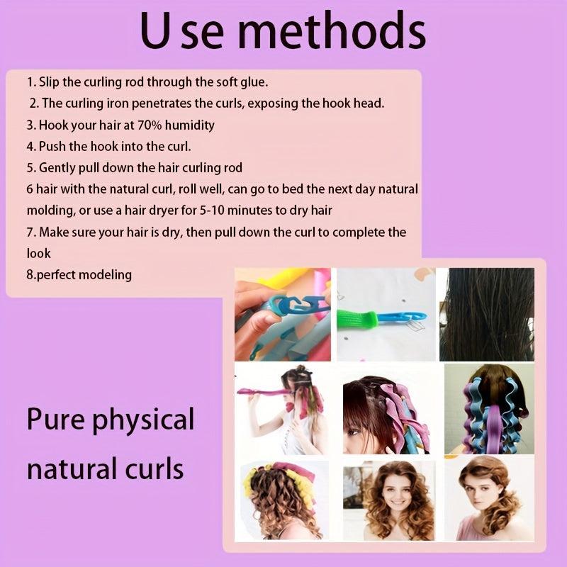30pcs Heatless Waves Hair Curlers No Heat Damage Wavy Hair Curlers