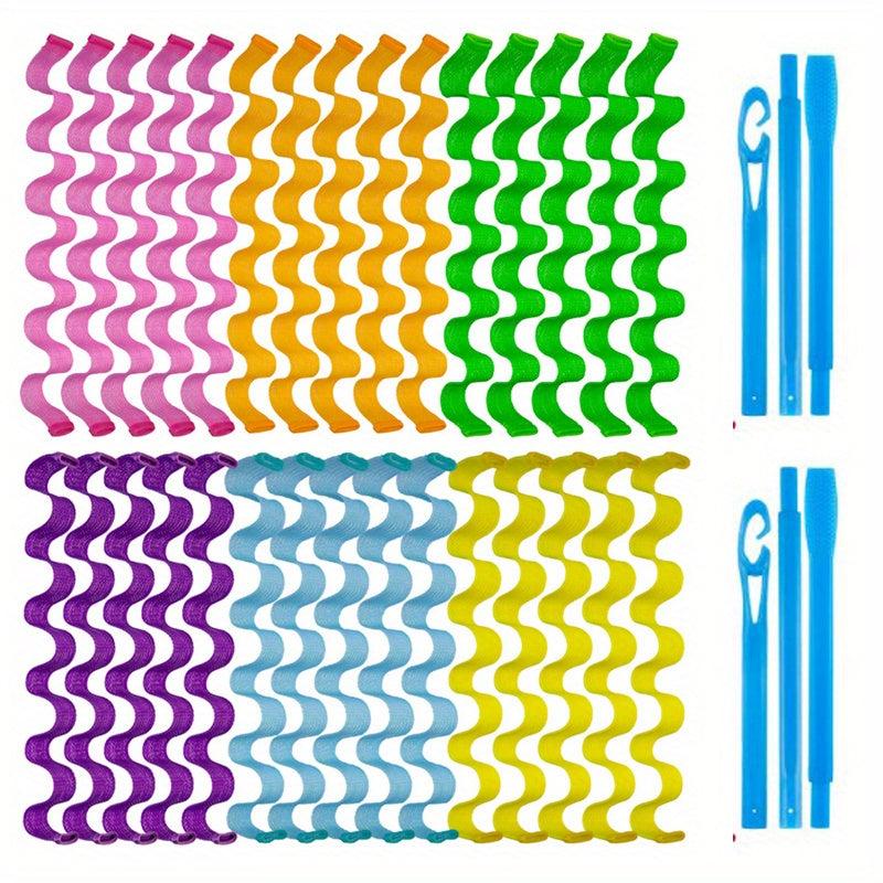30pcs Heatless Waves Hair Curlers No Heat Damage Wavy Hair Curlers