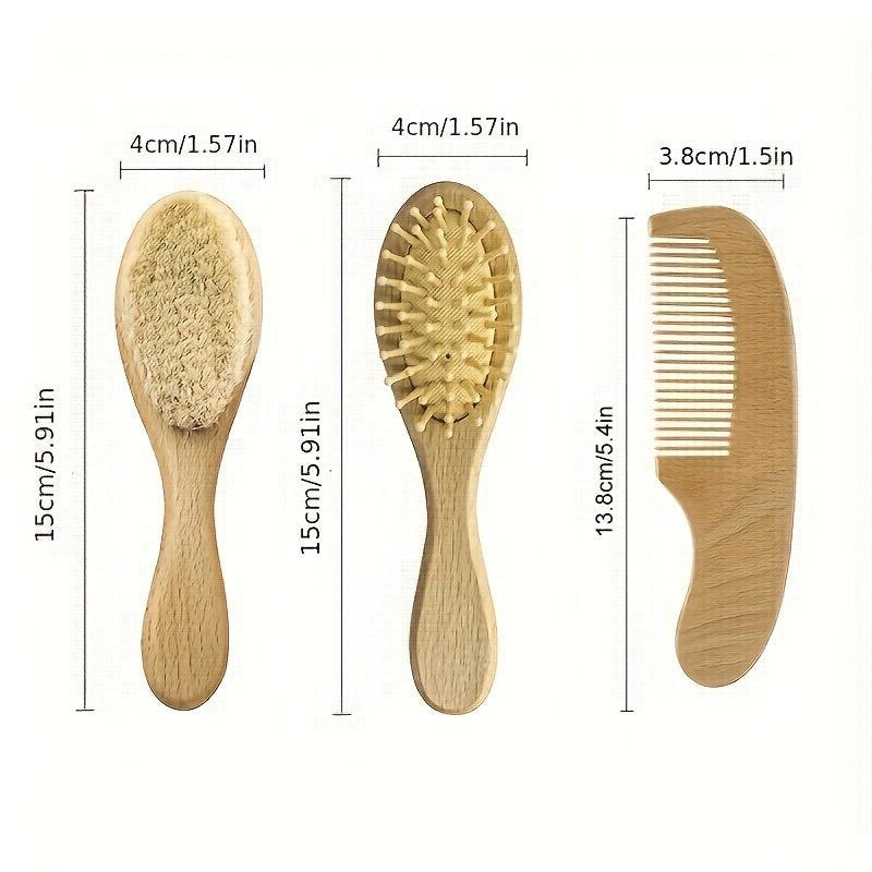 3pcs Natural Wooden Hair Brush Head Massage Comb