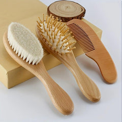 3pcs Natural Wooden Hair Brush Head Massage Comb