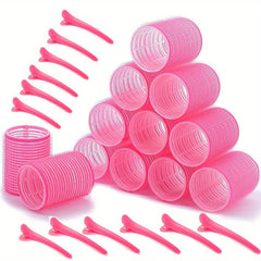 24pcs Self Adhesive Hair Curling Rollers Clips Set