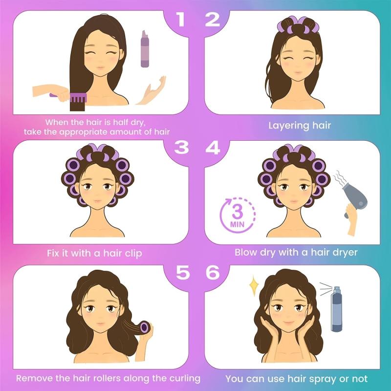 24pcs Self Adhesive Hair Curling Rollers Clips Set