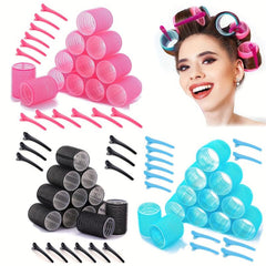 24pcs Self Adhesive Hair Curling Rollers Clips Set