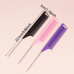 3pcs Rat Tail Comb Teasing Comb Hair Styling Comb Long Steel Pin