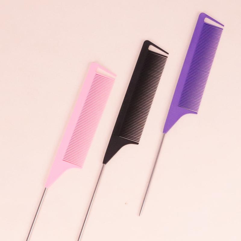 3pcs Rat Tail Comb Teasing Comb Hair Styling Comb Long Steel Pin