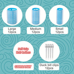 48pcs Self Grip Hair Rollers Set With Clips 3 Sizes Heatless Curlers For Hair