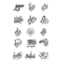 Musical Notes Temporary Tattoos 15 Sheets