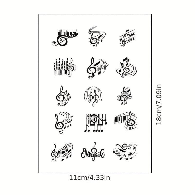 Musical Notes Temporary Tattoos 15 Sheets