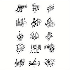 Musical Notes Temporary Tattoos 15 Sheets