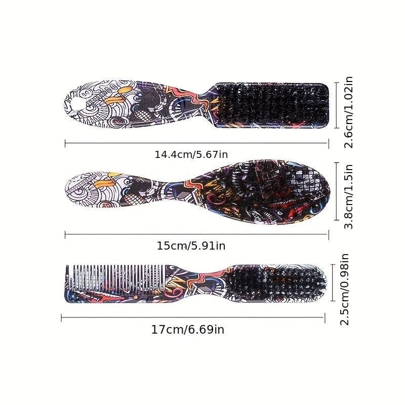 Graffiti Pattern Hair Brush Beard Styling Brush Mustache Brush Double Sided