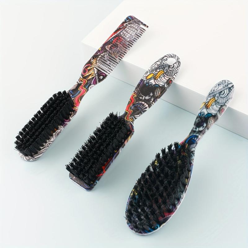 Graffiti Pattern Hair Brush Beard Styling Brush Mustache Brush Double Sided