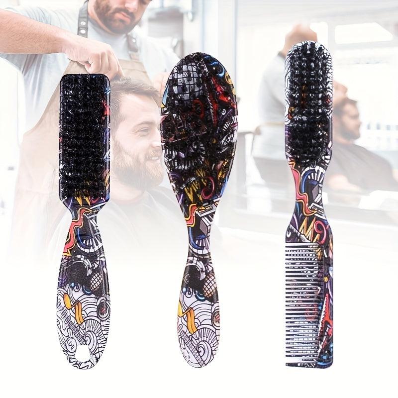 Graffiti Pattern Hair Brush Beard Styling Brush Mustache Brush Double Sided