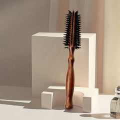 Lotus Wooden Comb Round Brush For Blow Drying Curling Hair