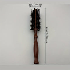 Lotus Wooden Comb Round Brush For Blow Drying Curling Hair