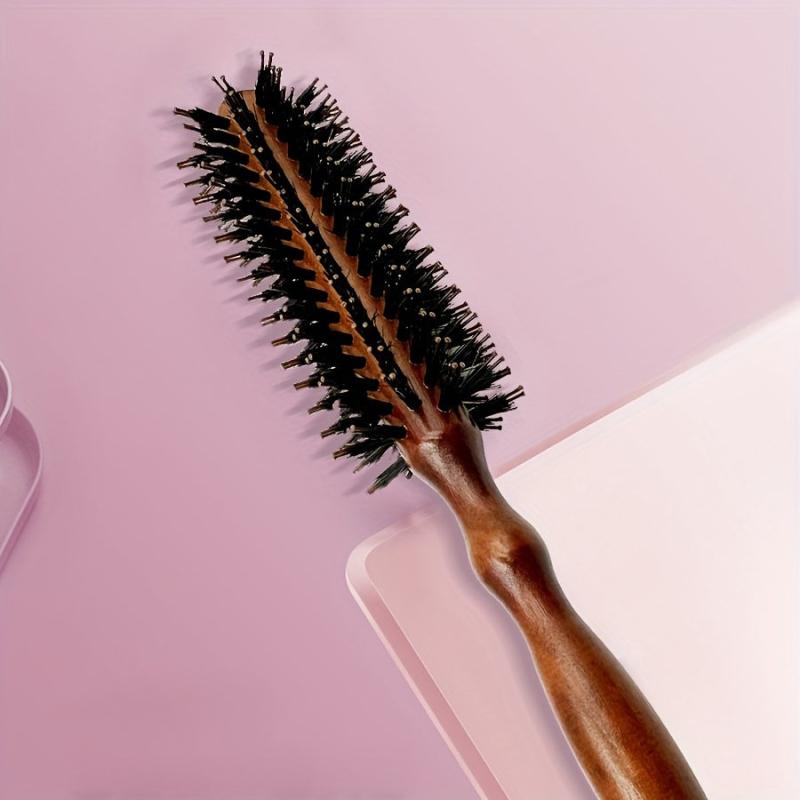 Lotus Wooden Comb Round Brush For Blow Drying Curling Hair