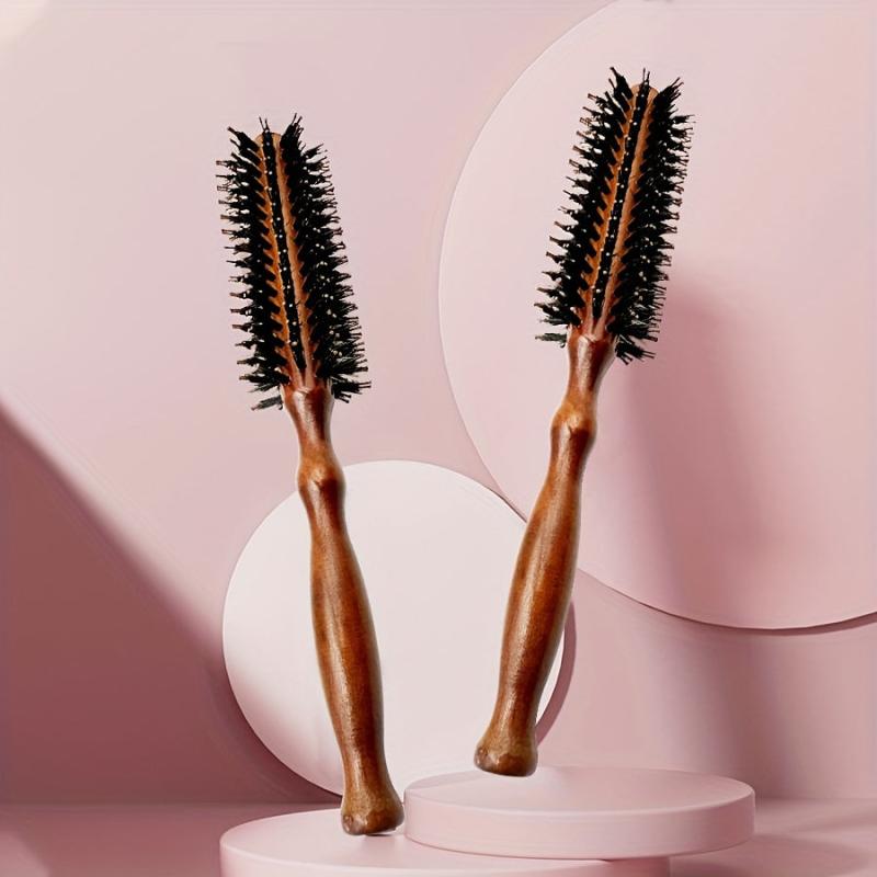 Lotus Wooden Comb Round Brush For Blow Drying Curling Hair