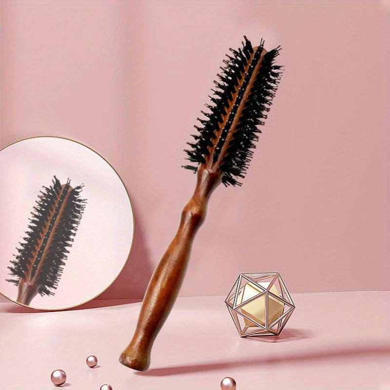 Lotus Wooden Comb Round Brush For Blow Drying Curling Hair