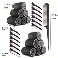 25pcs Self Adhesive Hair Curling Roller & Clip Set - Includes Rollers and Clips