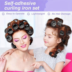 25pcs Self Adhesive Hair Curling Roller & Clip Set - Includes Rollers and Clips