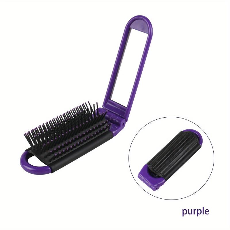 Foldable Hair Brush With Mirror Compact Portable Travel Hair Comb