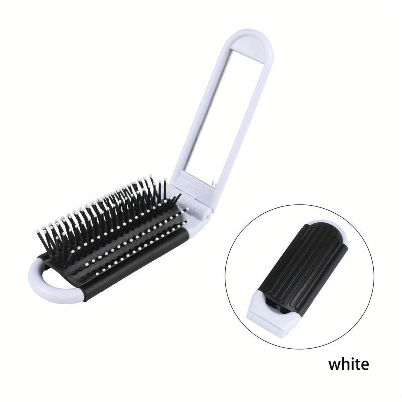 Foldable Hair Brush With Mirror Compact Portable Travel Hair Comb