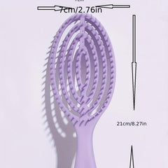 Purple Hallow Out Hair Brush Detangling Hair Comb Anti Static