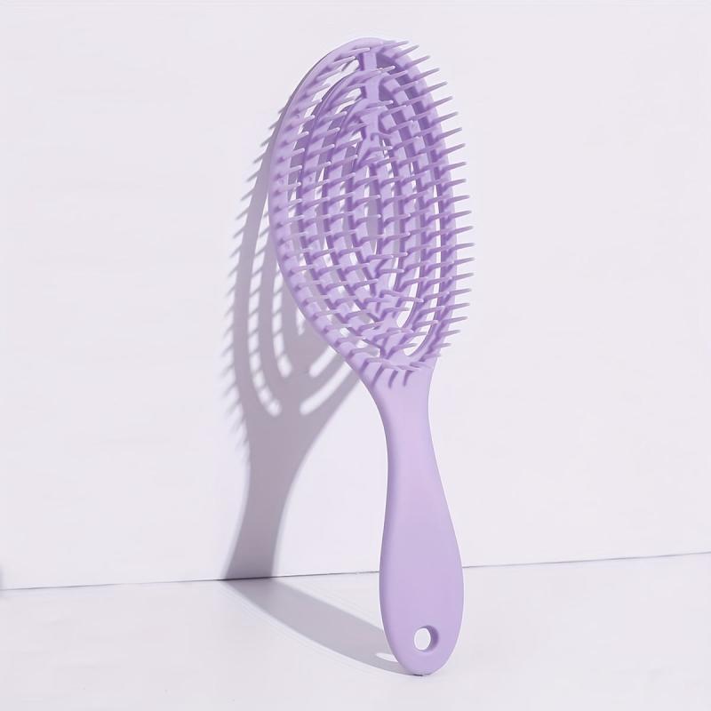 Purple Hallow Out Hair Brush Detangling Hair Comb Anti Static