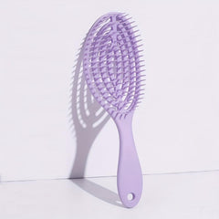 Purple Hallow Out Hair Brush Detangling Hair Comb Anti Static