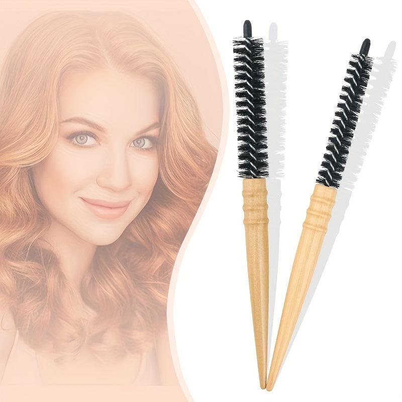 Wooden Rolling Comb Hairdressing Small Roll Comb for All Hair Types