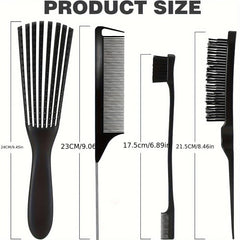 Detangling Brush Set Nylon Bristle Shampoo Comb Teasing Styling 5 Pcs