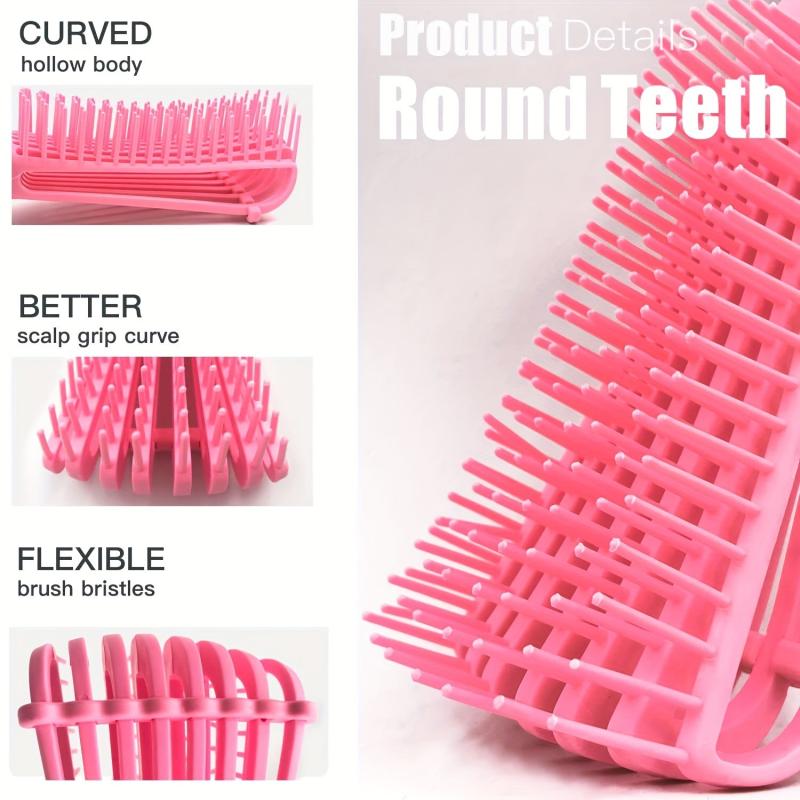 Detangling Brush Set Nylon Bristle Shampoo Comb Teasing Styling 5 Pcs