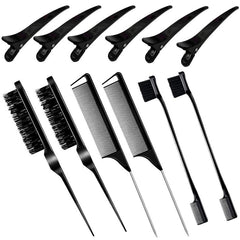 12pcs Hair Styling Comb Set with Brushes and Clips