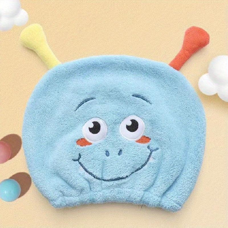 Cartoon Monster Hair Dry Towel Soft Coral Fleece Shower Dryer Cap