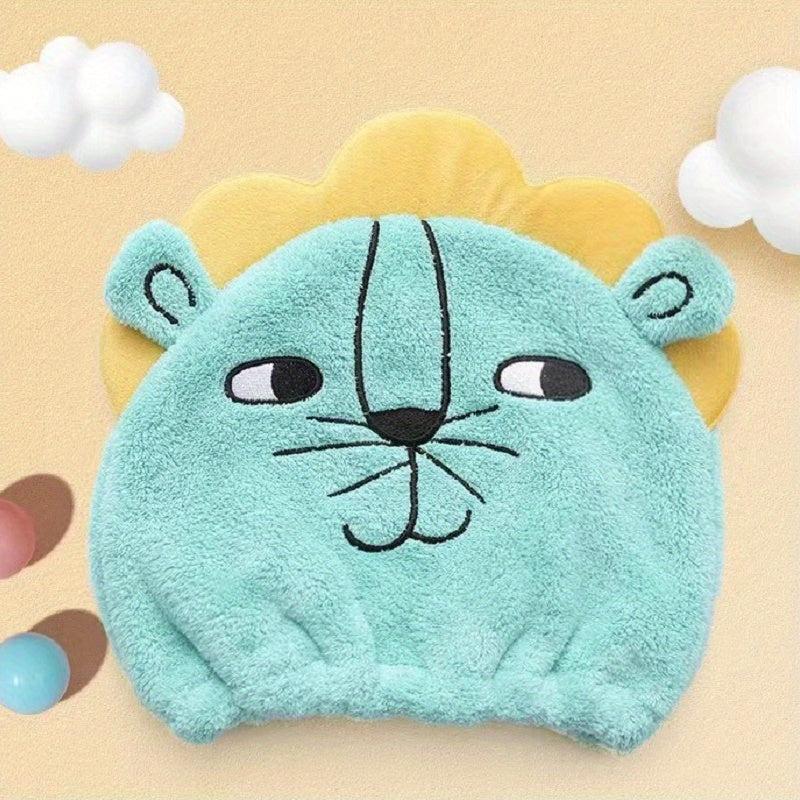 Cartoon Monster Hair Dry Towel Soft Coral Fleece Shower Dryer Cap