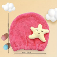 Cartoon Monster Hair Dry Towel Soft Coral Fleece Shower Dryer Cap