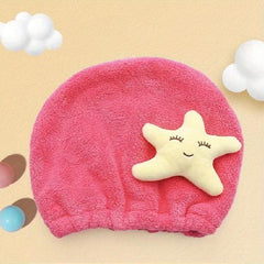 Cartoon Monster Hair Dry Towel Soft Coral Fleece Shower Dryer Cap