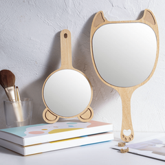 Wooden Handheld Mirror Animal Design Shaving Travel Vanity Mirror