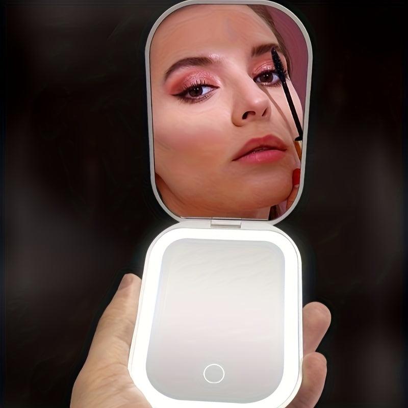 LED Compact Mirror 1X 2X Magnification USB Rechargeable