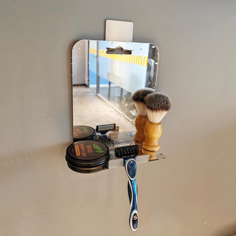 Antifog Bathroom Mirror with Shelf and Stainless Steel Hook