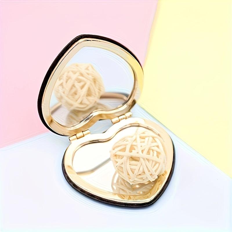 Bee Decor Compact Mirror Double Side Heart Shape Makeup Mirror