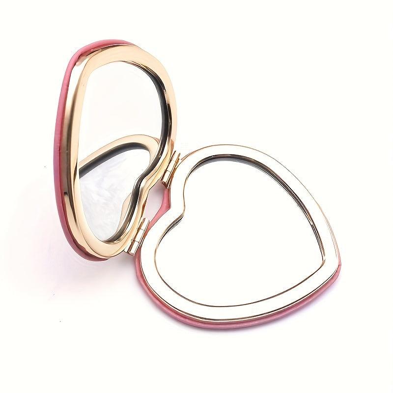 Bee Decor Compact Mirror Double Side Heart Shape Makeup Mirror