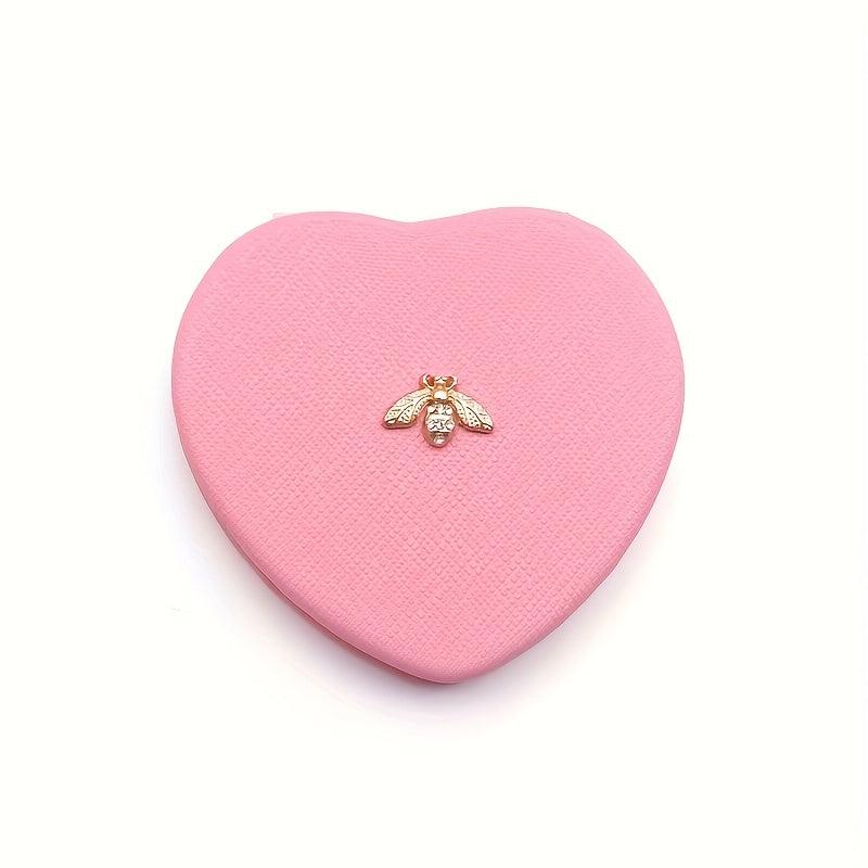 Bee Decor Compact Mirror Double Side Heart Shape Makeup Mirror