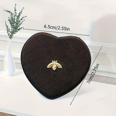 Bee Decor Compact Mirror Double Side Heart Shape Makeup Mirror
