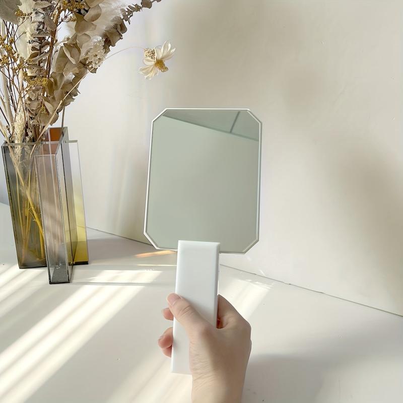 Acrylic Handheld Makeup Mirror Portable Hand Mirror Square Style Vanity Mirror