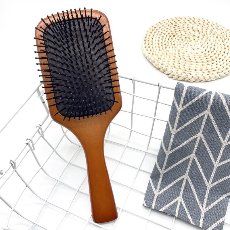 Wooden Hair Brush Massage Paddle Hairbrush For Detangling