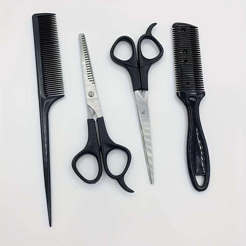 4pc Hair Styling Tool Set: Scissors, Comb, Thinning Shears for Perfect Haircuts