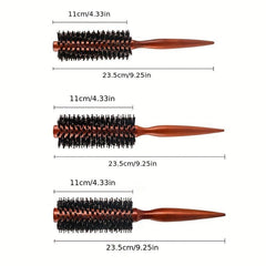 Wooden Boar Bristles Hair Brush Round Curling Brush