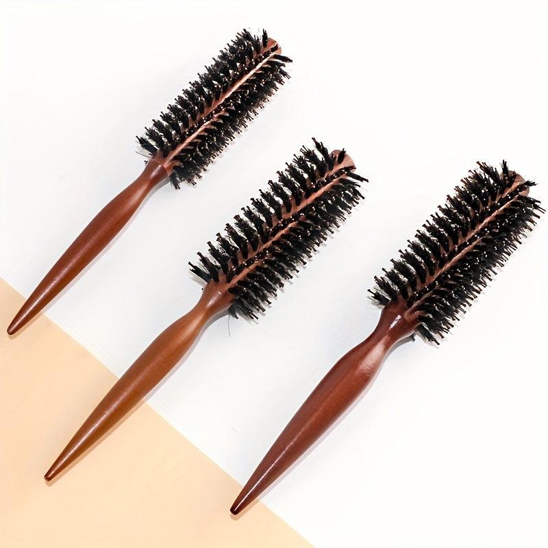 Wooden Boar Bristles Hair Brush Round Curling Brush