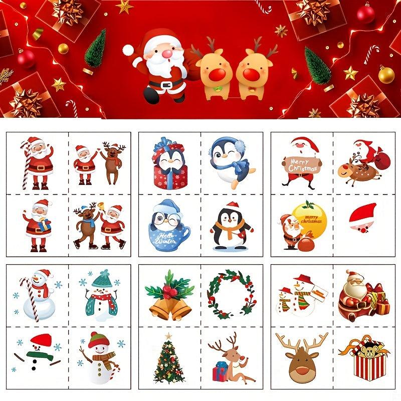 Christmas Temporary Tattoos Assorted Styles - 18 Sheets Holiday Body Art